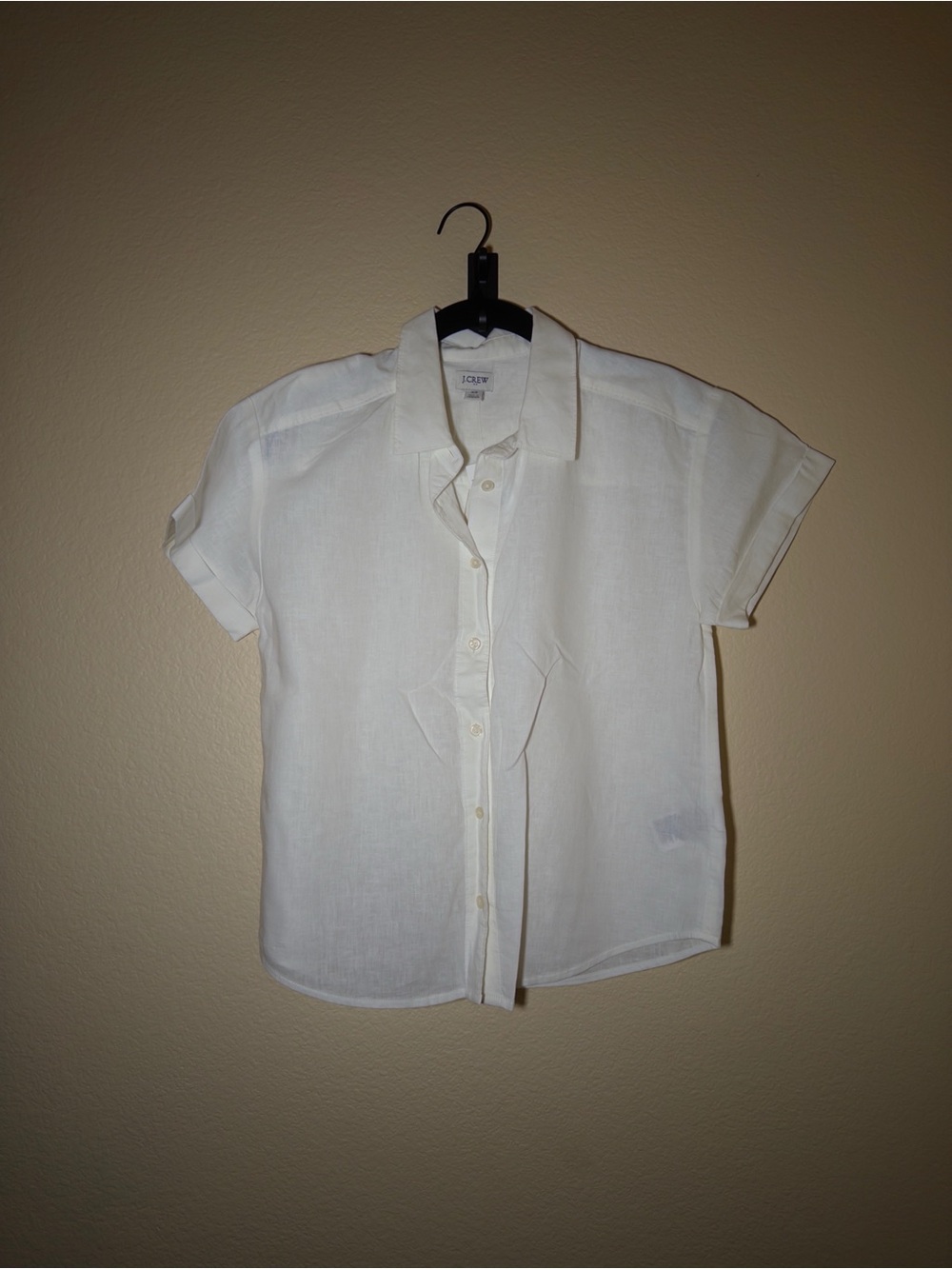 J. Crew Lightweight Ivory Short-Sleeve Button Blouse
